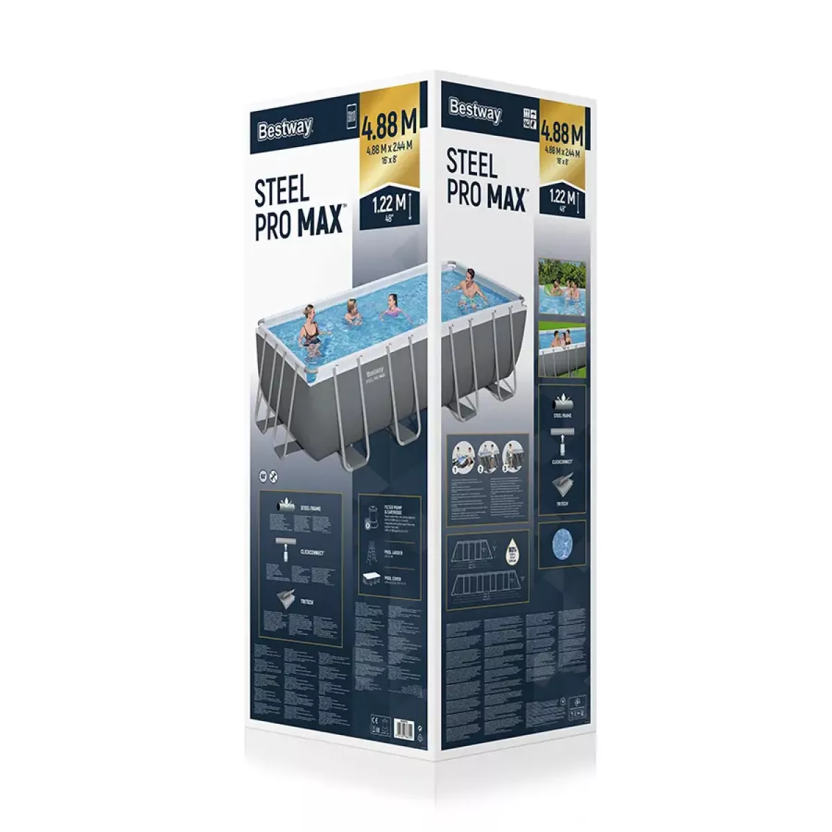 Бассейн каркасный 488x244x122 см прямоугольный с аксессуарами BESTWAY 56670 Бассейн каркасный 488x244x122 см прямоугольный с аксессуарами BESTWAY 56670