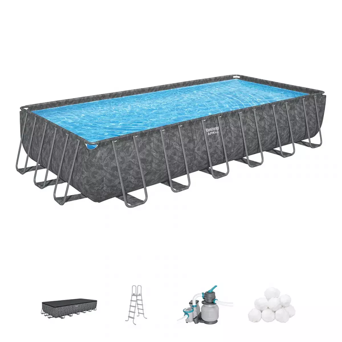 Каркасный бассейн 732x366x132 см с аксессуарами, фильтром, BESTWAY 561KG Каркасный бассейн 732x366x132 см с аксессуарами, фильтром, BESTWAY 561KG